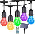 Auroraworld 48FT Solar RGB Outdoor String Lights - Dimmable Patio
