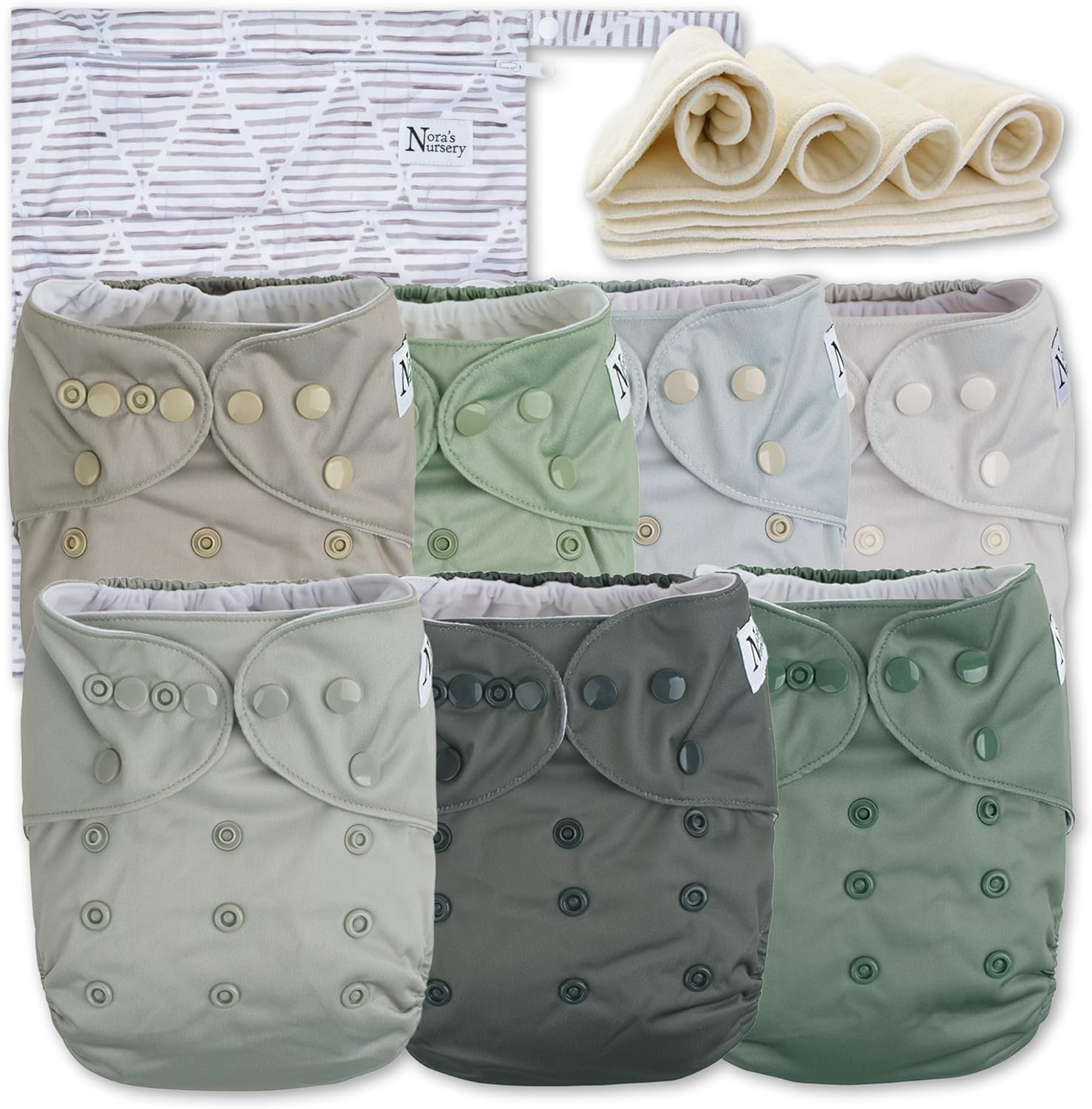 Nora's Nursery Morning Dew Cloth Diapers Set with Wet Bag