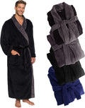 Mens Robe Plush Big and Tall - Long Fleece Spa Bath Robe with Pockets