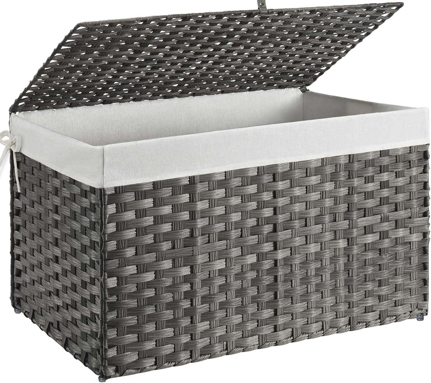 GREENSTELL Large Wicker Storage Basket with Lid for Home Use