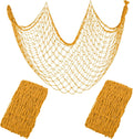 2 Pack Fish Net Decorations for Party - Golden Nautical Rope Decor