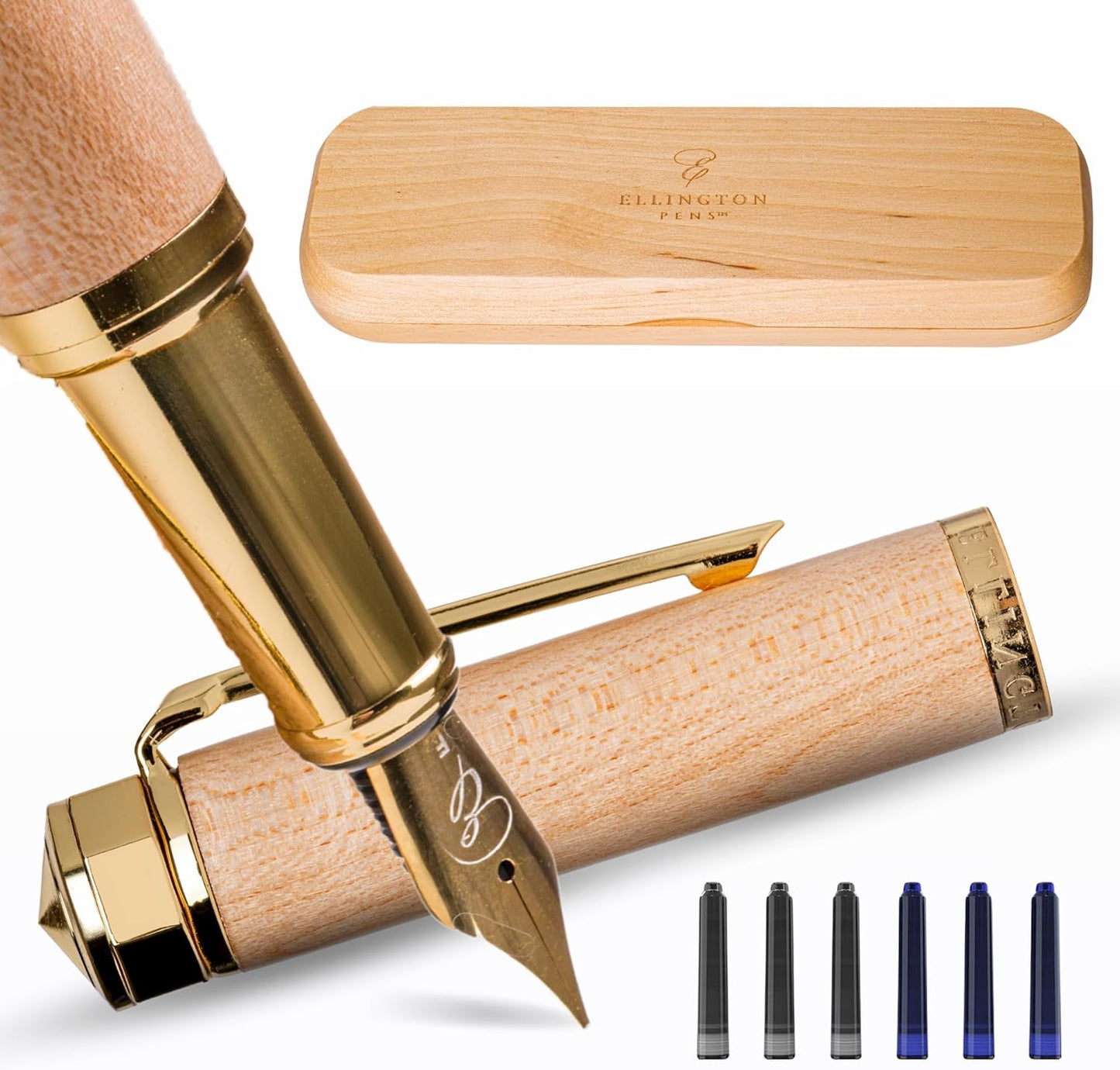 Elegant Wood Fountain Pen Set for Writing and Calligraphy