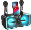 BIGASUO Karaoke Machine with 2 UHF Wireless Mics - Portable Bluetooth