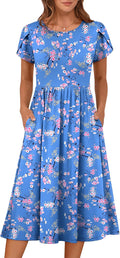 ANRABESS Women's Summer A-Line Midi Dress - Flowy Floral Comfort Shoes