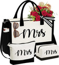 Initial Canvas Tote Bag Set for Women - Personalized 3-Piece Gift