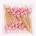 Heart-Shaped Bamboo Toothpicks: 100 Pack Pink
