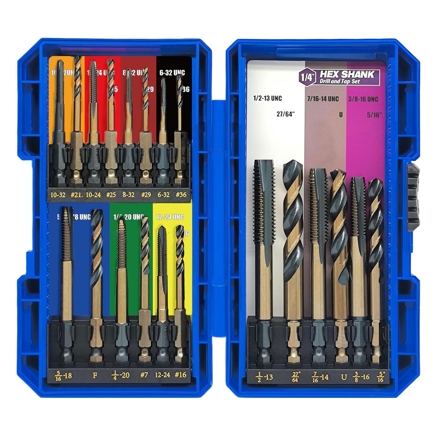 JEFE HEX Drill and Tap Set 20pc for Metal and Industrial Use