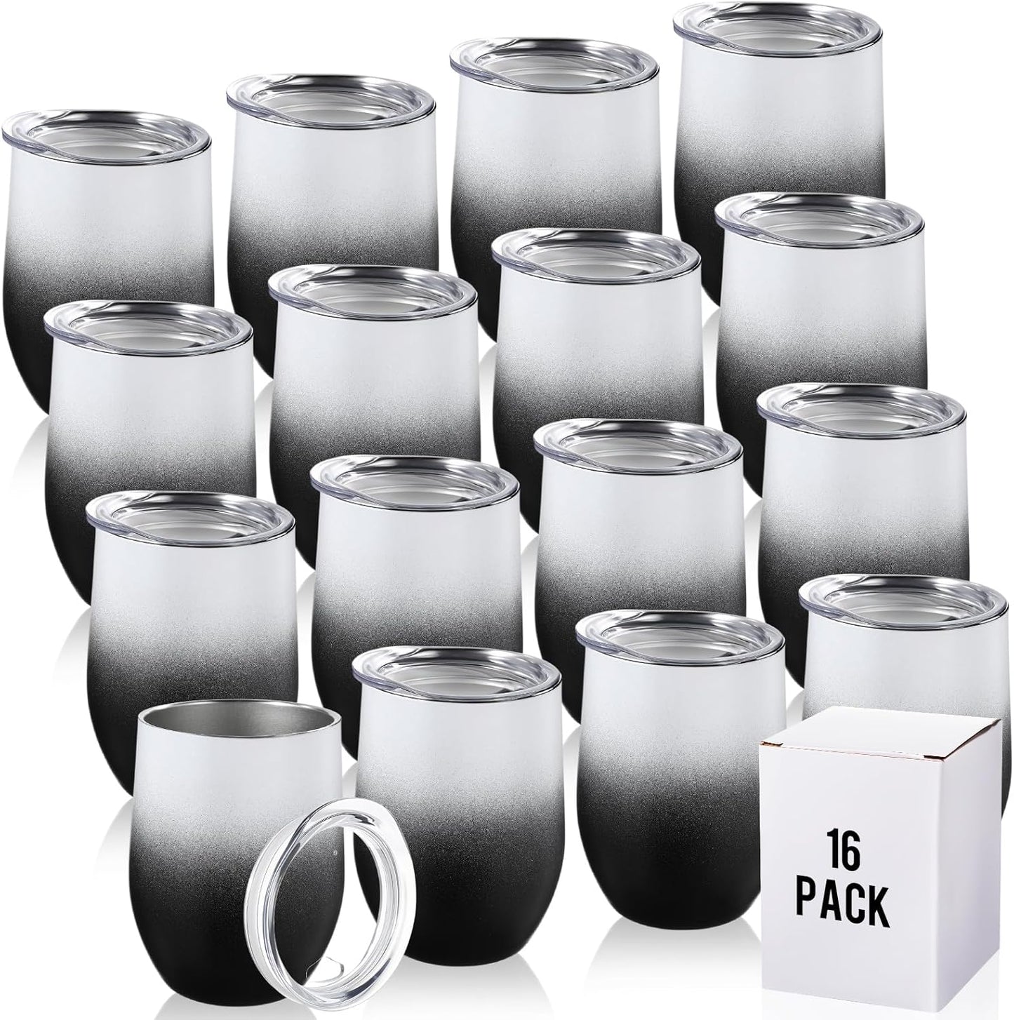 16 Pack Stainless Steel Wine Tumblers for Outdoor Travel Fun