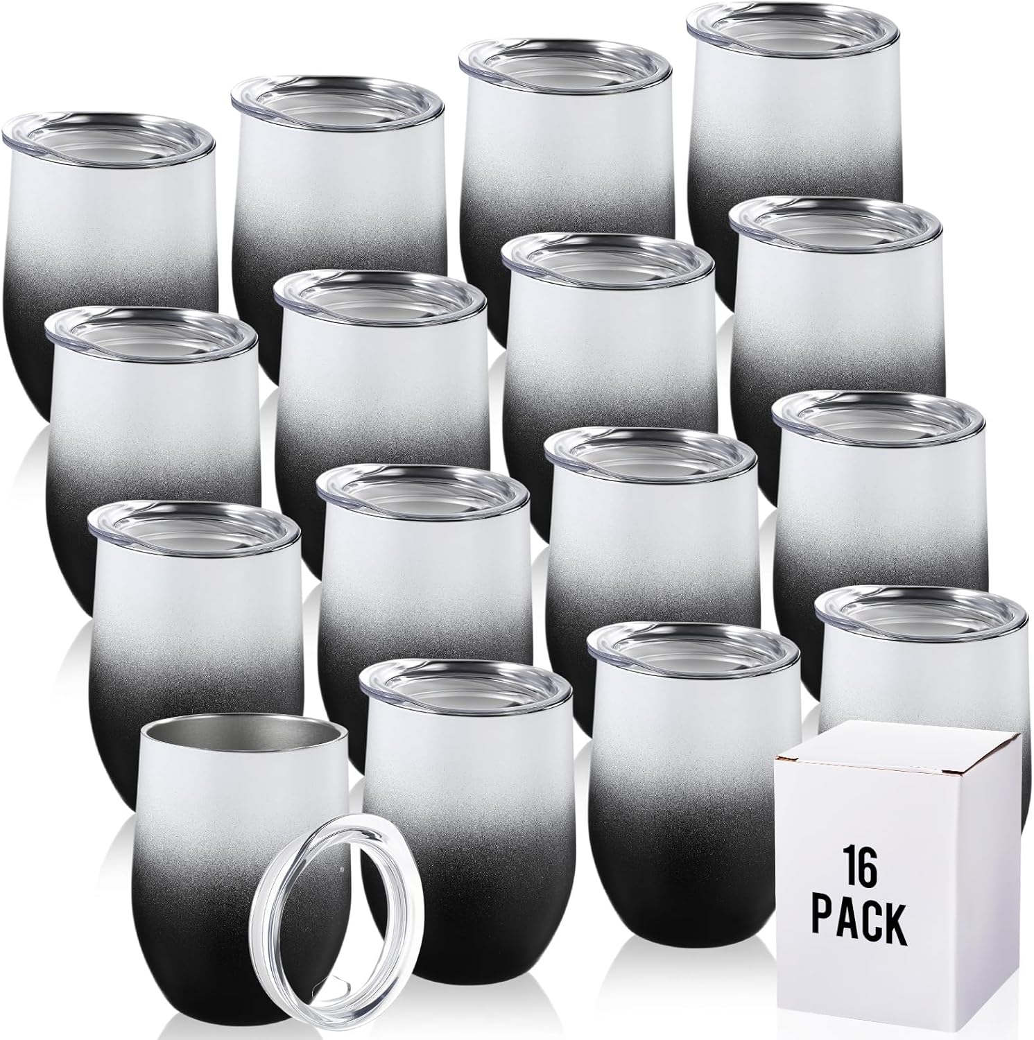 16 Pack Stainless Steel Wine Tumblers for Outdoor Travel Fun