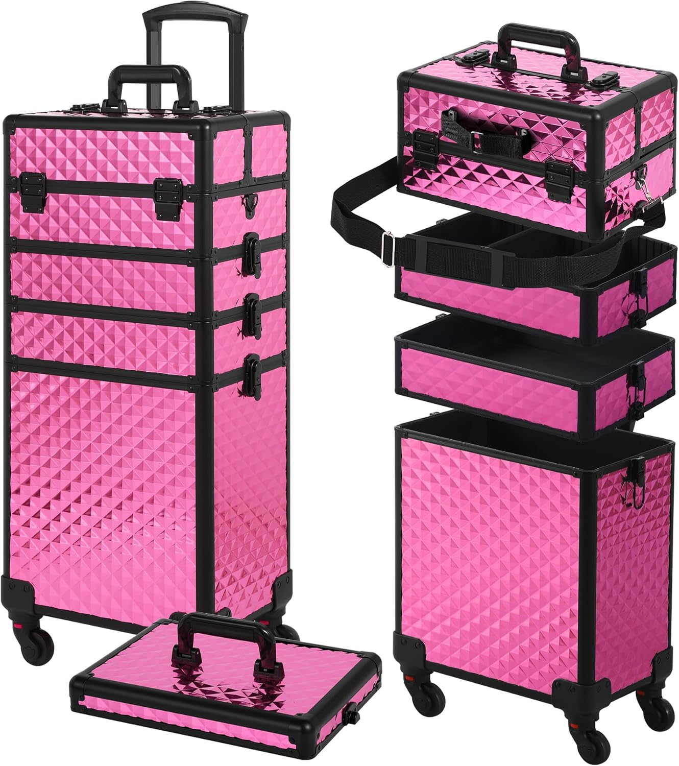 Rolling Makeup Case with Lid - Versatile 5 in 1 Organizer