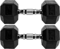 HEX Rubber Encased Hex Dumbbell Pairs or Singles - Durable Grip