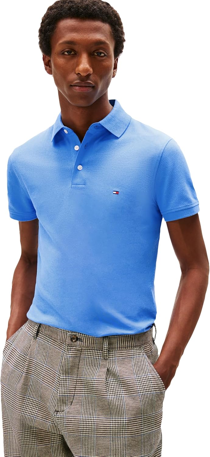 Tommy Hilfiger Mens Slim Fit Polo Shirts with Organic Cotton