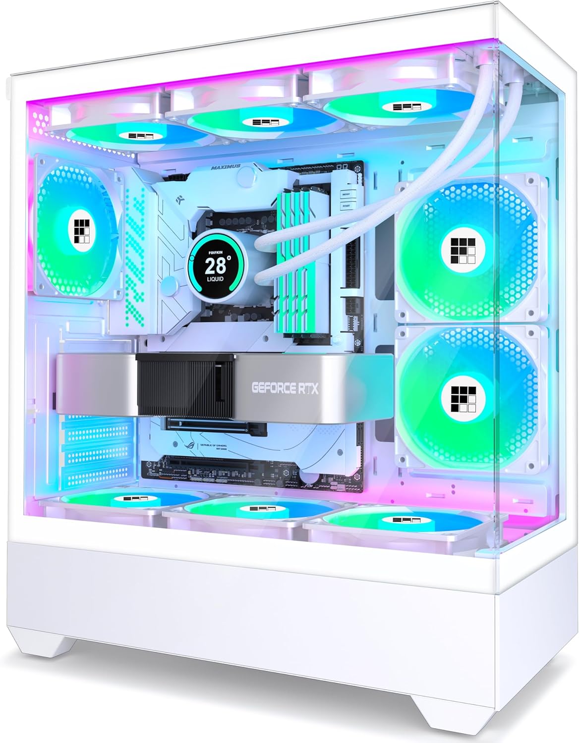 PC Case with 6 PWM ARGB Fans - Mid-Tower Gaming Case