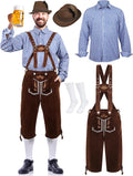 Mens German Bavarian Oktoberfest Costume Set - Traditional Lederhosen