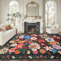 Black Living Room Rugs 5x8 Area Rug - Machine Washable, Low-Pile