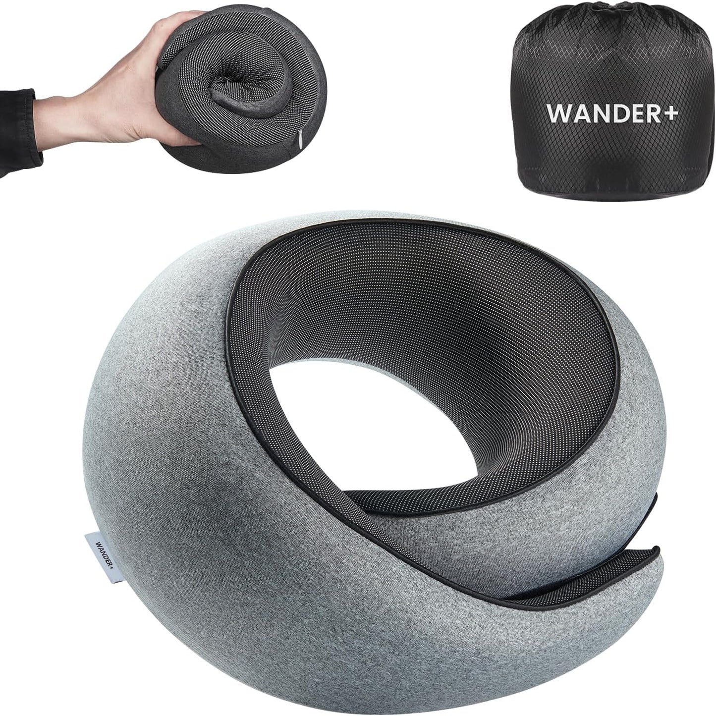 WANDER PLUS Travel Neck Pillow for Comfortable Airplane Sleep
