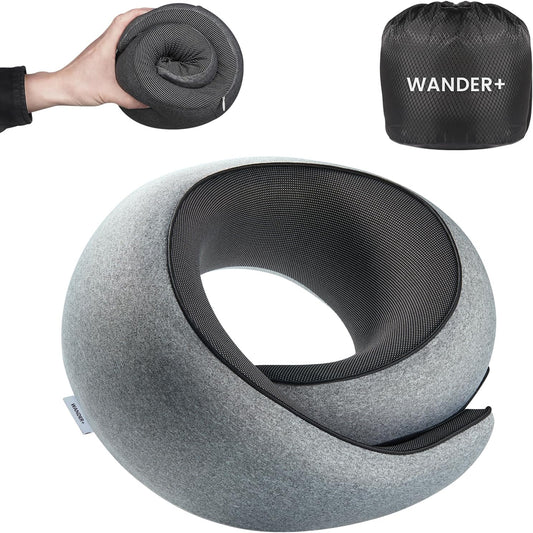 WANDER PLUS Travel Neck Pillow for Comfortable Airplane Sleep