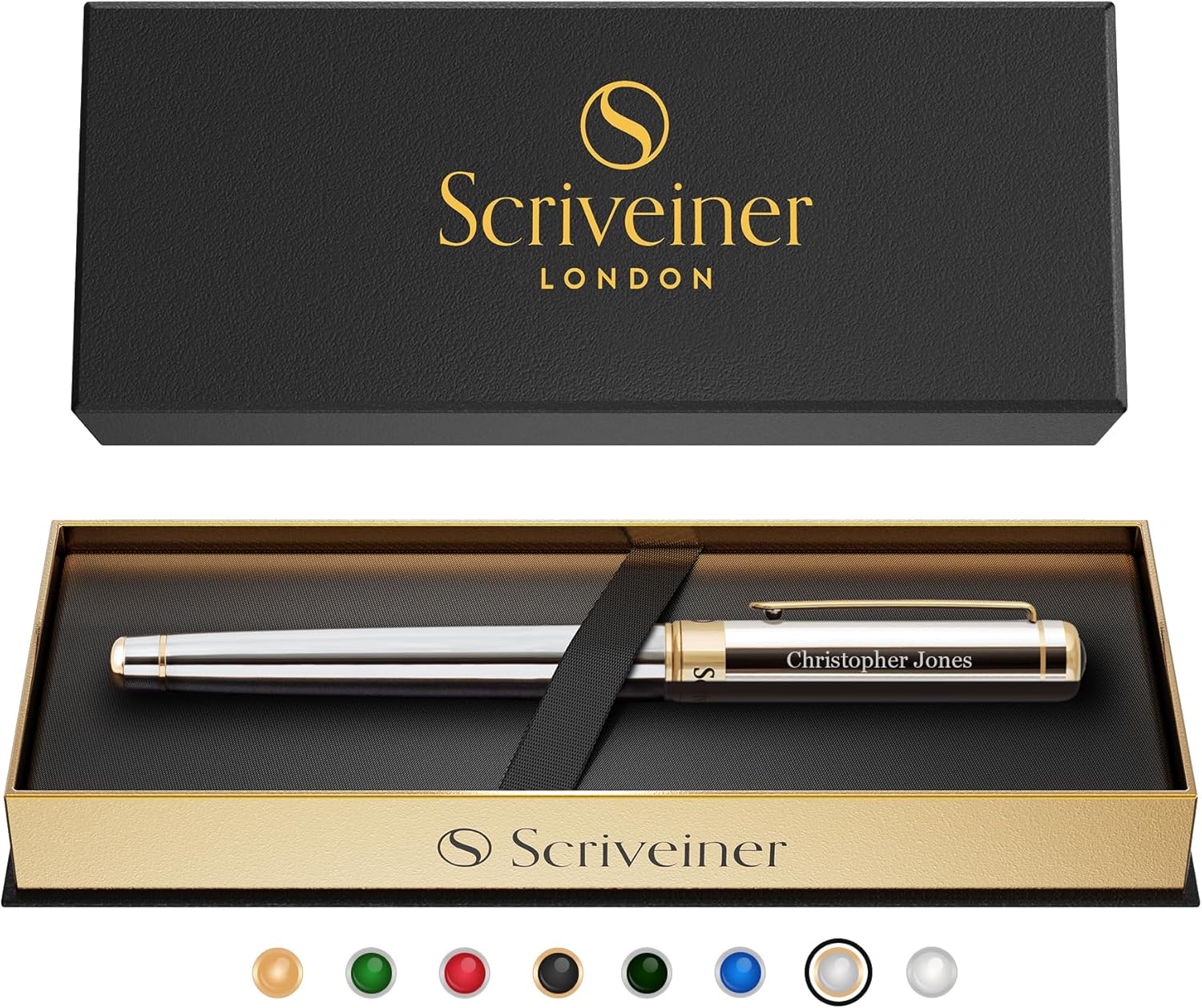 Scriveiner Personalized Silver Chrome Rollerball Pen for Luxury