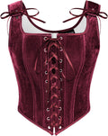 Scarlet Darkness Renaissance Corset Top - Velvet Overbust Bustier feel