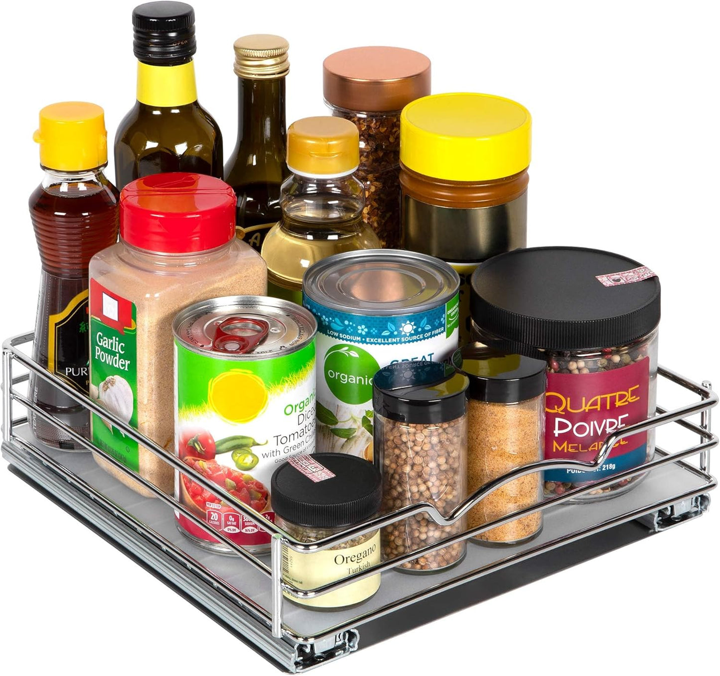 Pull Out Cabinet Organizer for Spices and Cans - Heavy Duty