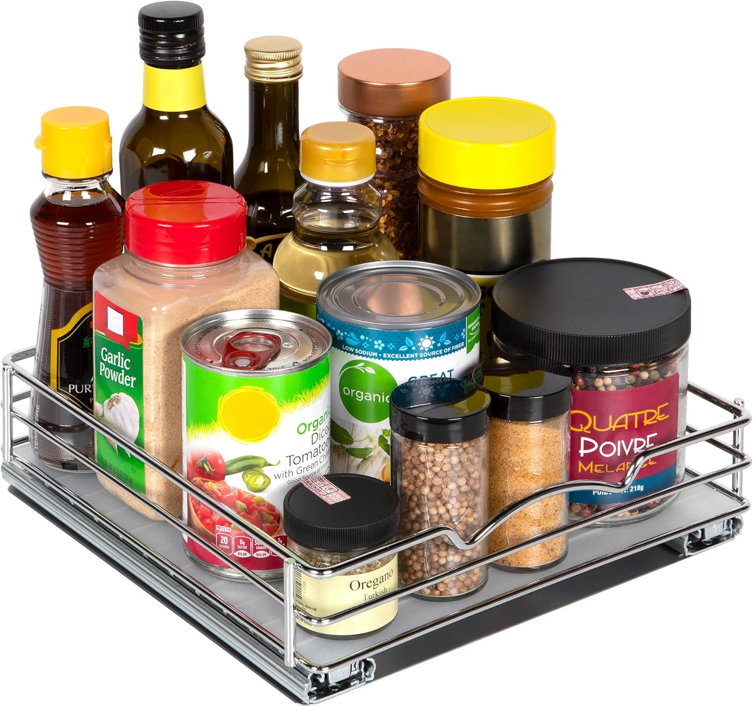 Pull Out Cabinet Organizer for Spices and Cans - Heavy Duty