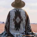 Aztec Patterned Throw Blanket with Soft Sherpa Lining - Cozy
