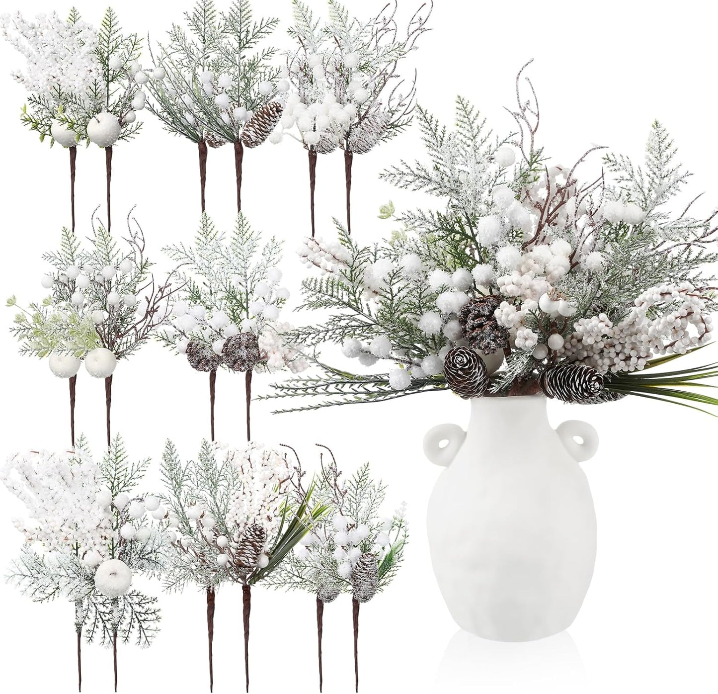 16 Pcs Christmas Pine Cones Picks for Festive Decor Ideas