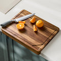 Teak Wood Cutting Board with Lip 16 x 12 - Secure Counter Grip