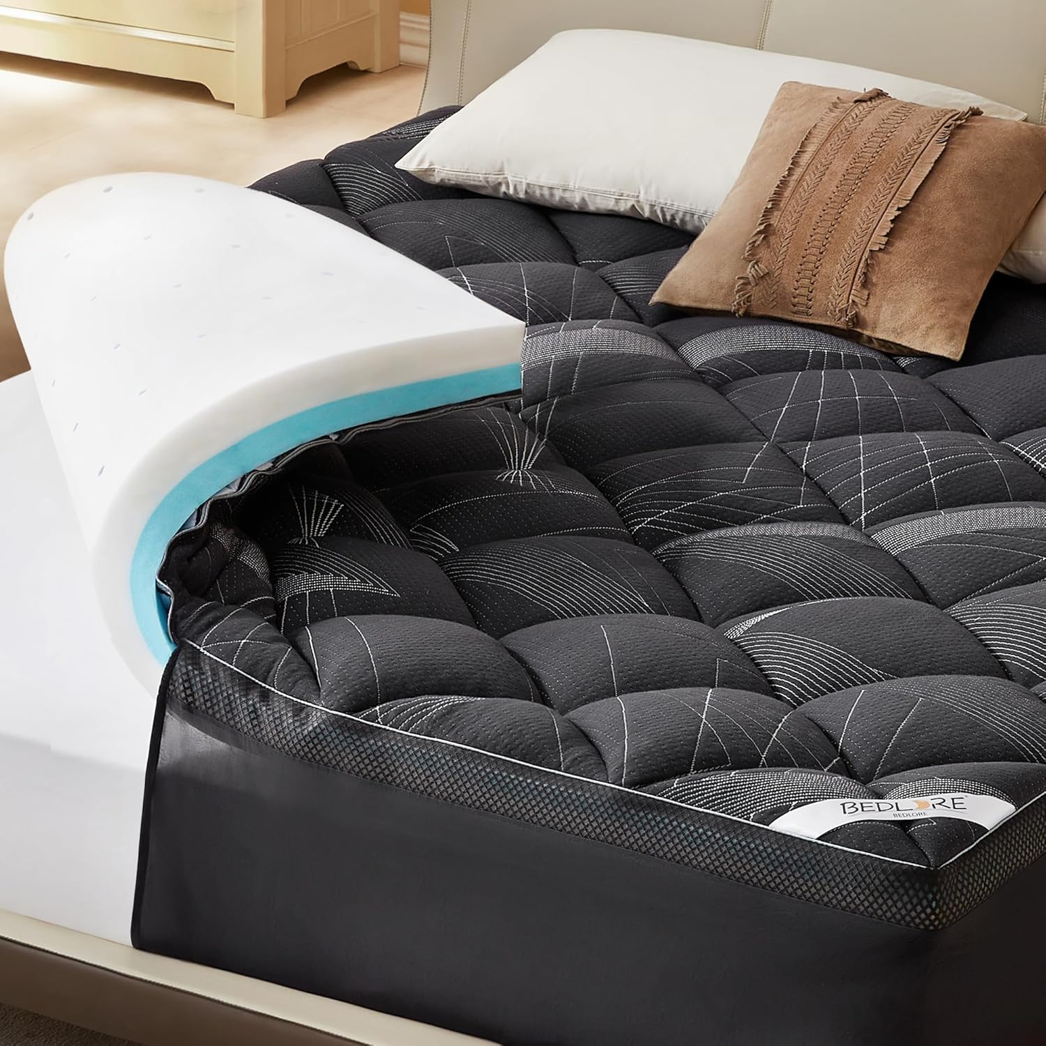 Bedlore 4-Inch California King Mattress Topper for Pain Relief