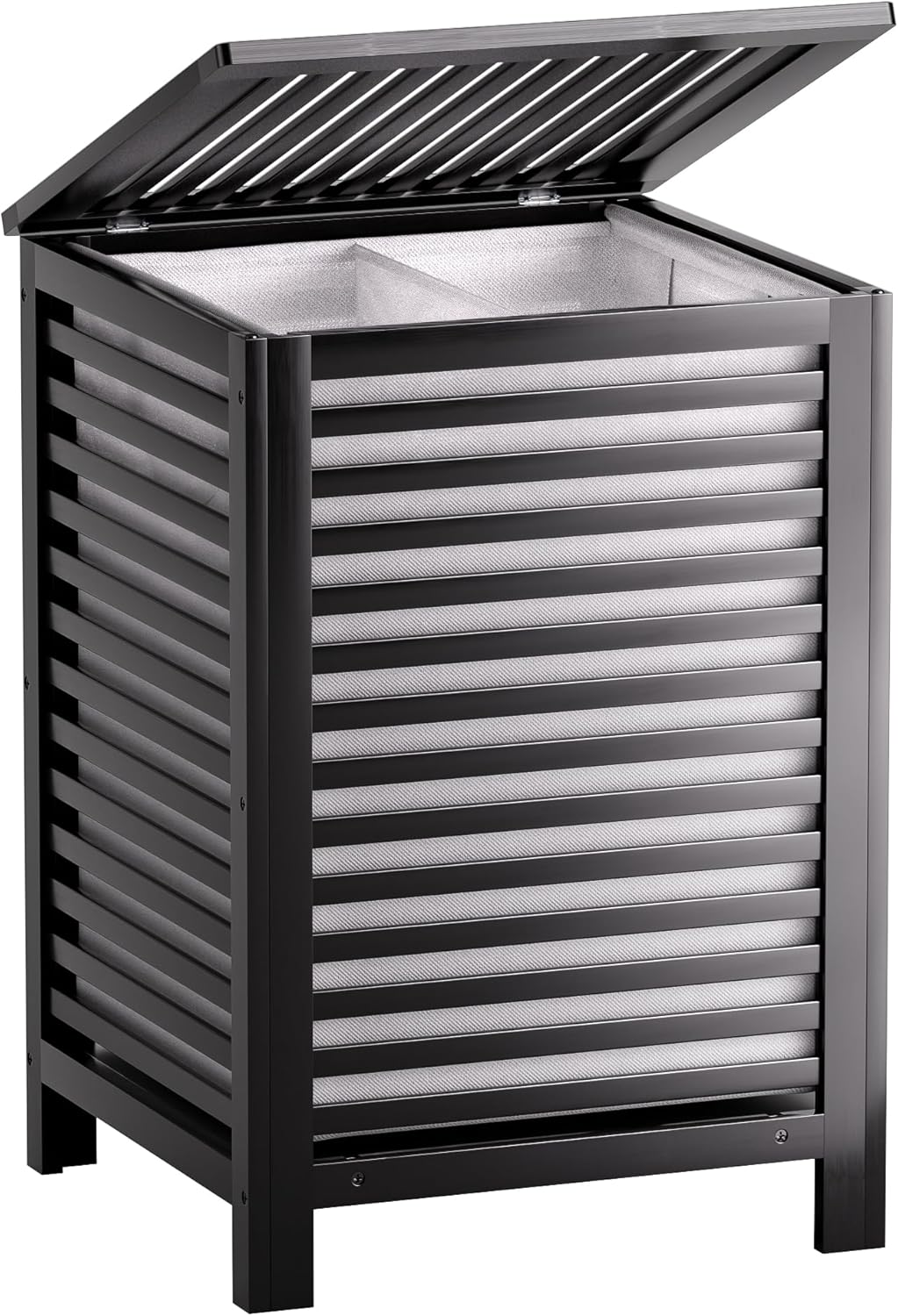 SMIBUY Double Laundry Hamper with Lid for Efficient Sorting