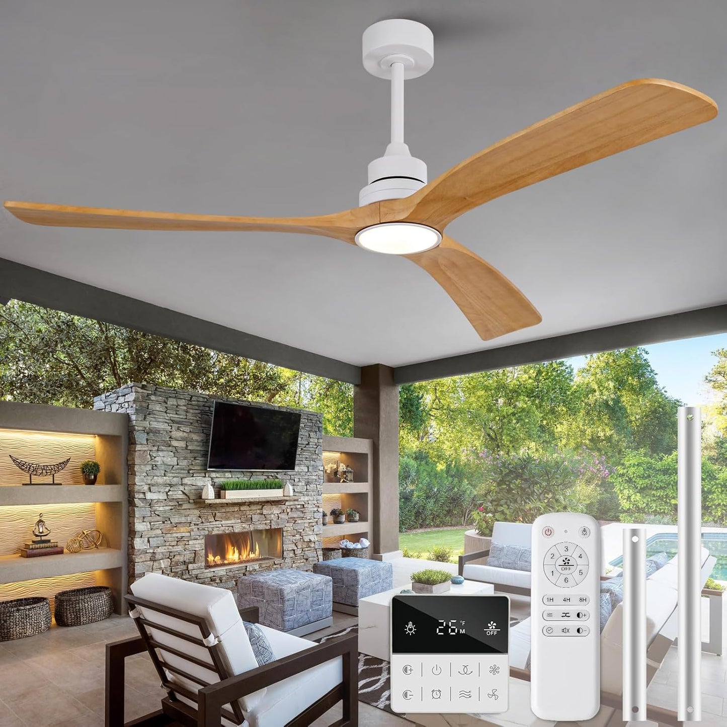 60 inch Ceiling Fan with Light and Remote Control for Home