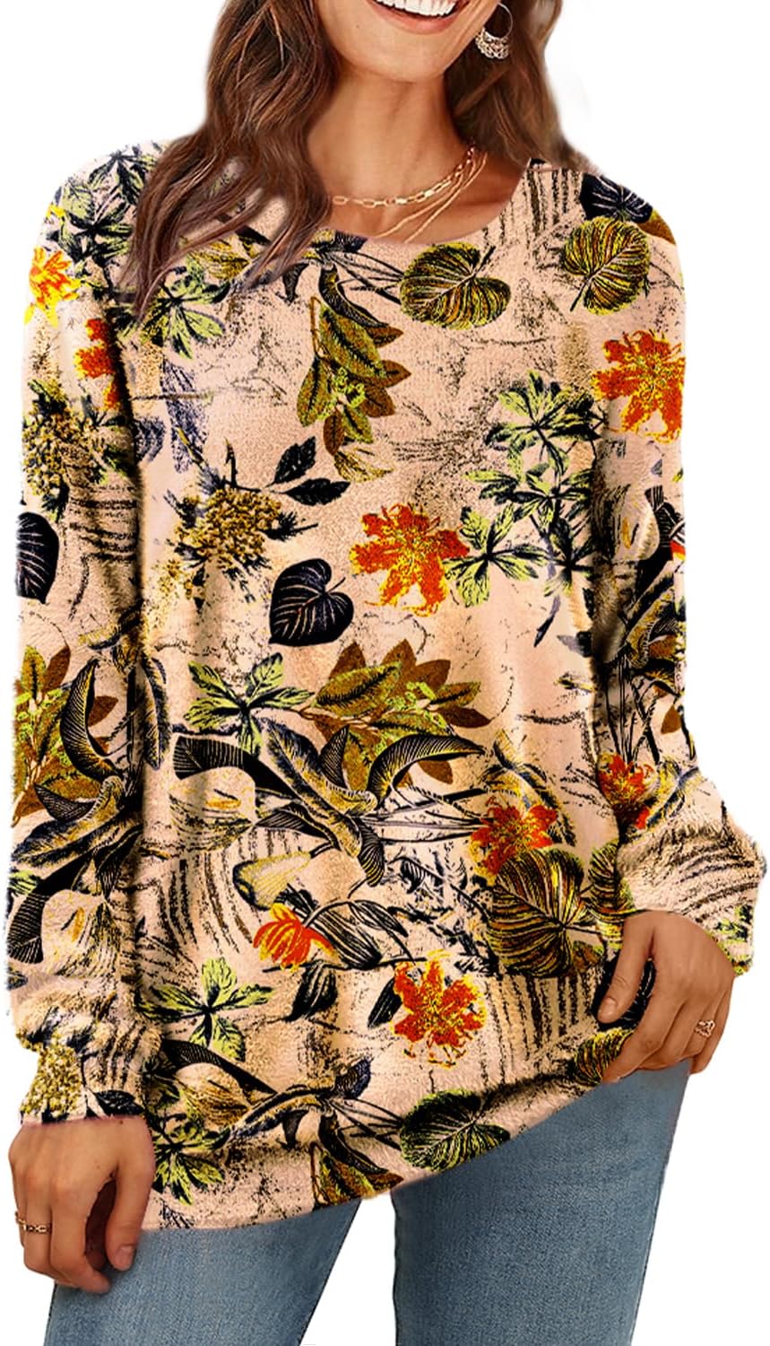 YESNO Women Christmas Sweater Graphic Printed Oversized Pullover