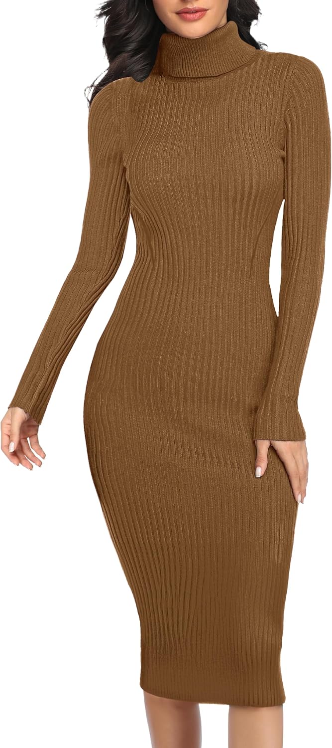 v28 Women Stretchable Knitted Long Sleeve Slim Fitted Dress