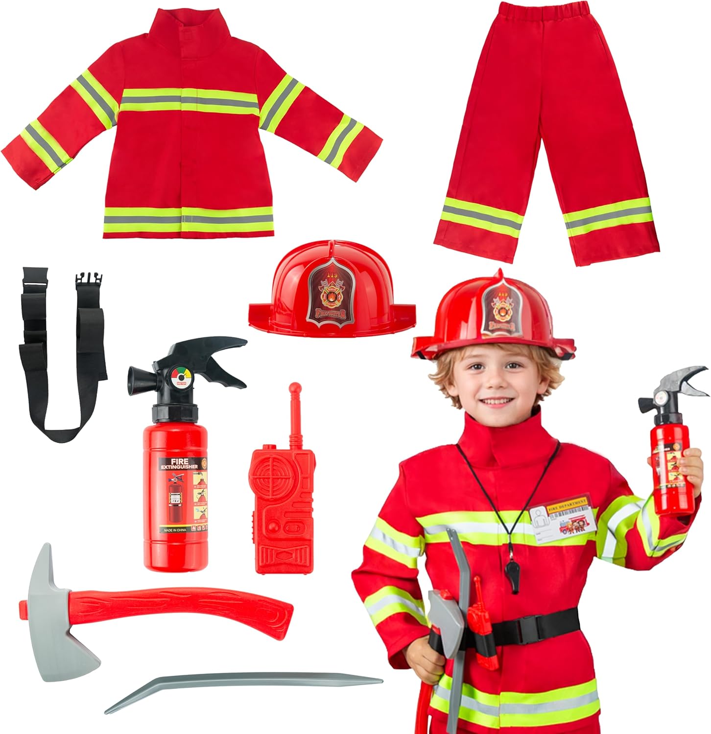 Breevo Firefighter Costume for Kids - Complete Role Play Set