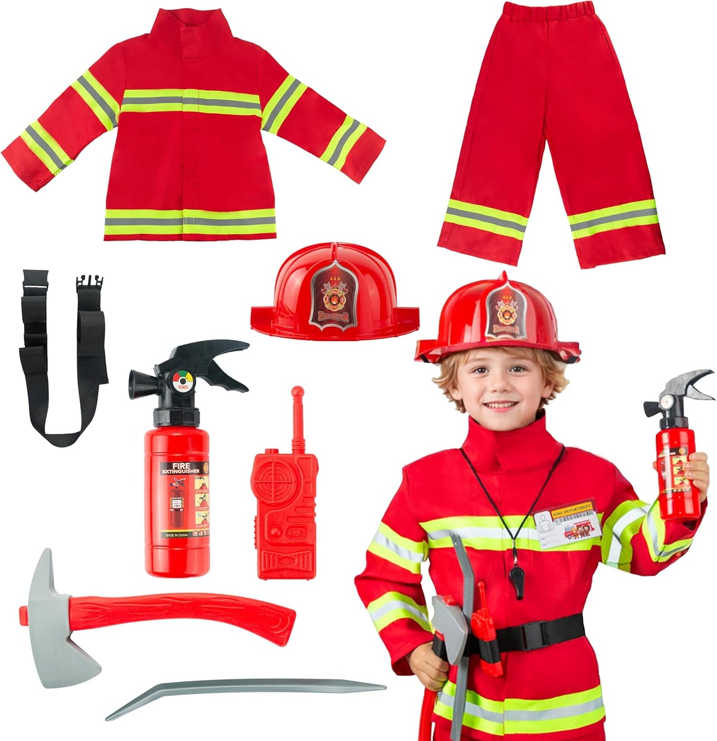 Breevo Firefighter Costume for Kids - Complete Role Play Set
