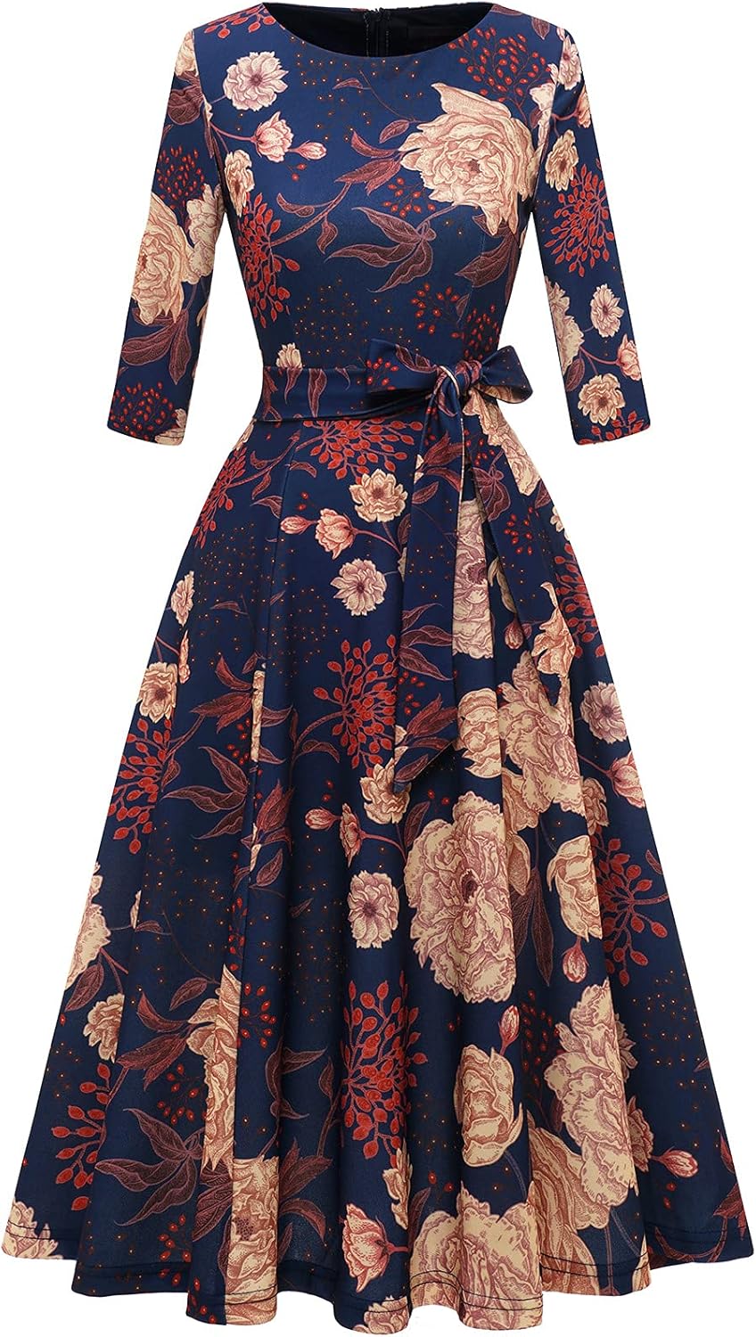 DRESSTELLS Vintage Wedding Guest Dresses for Women, 3/4 Sleeves