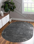 Unique Loom Sofia Collection Oval Area Rug - Soft Dark Gray Accent