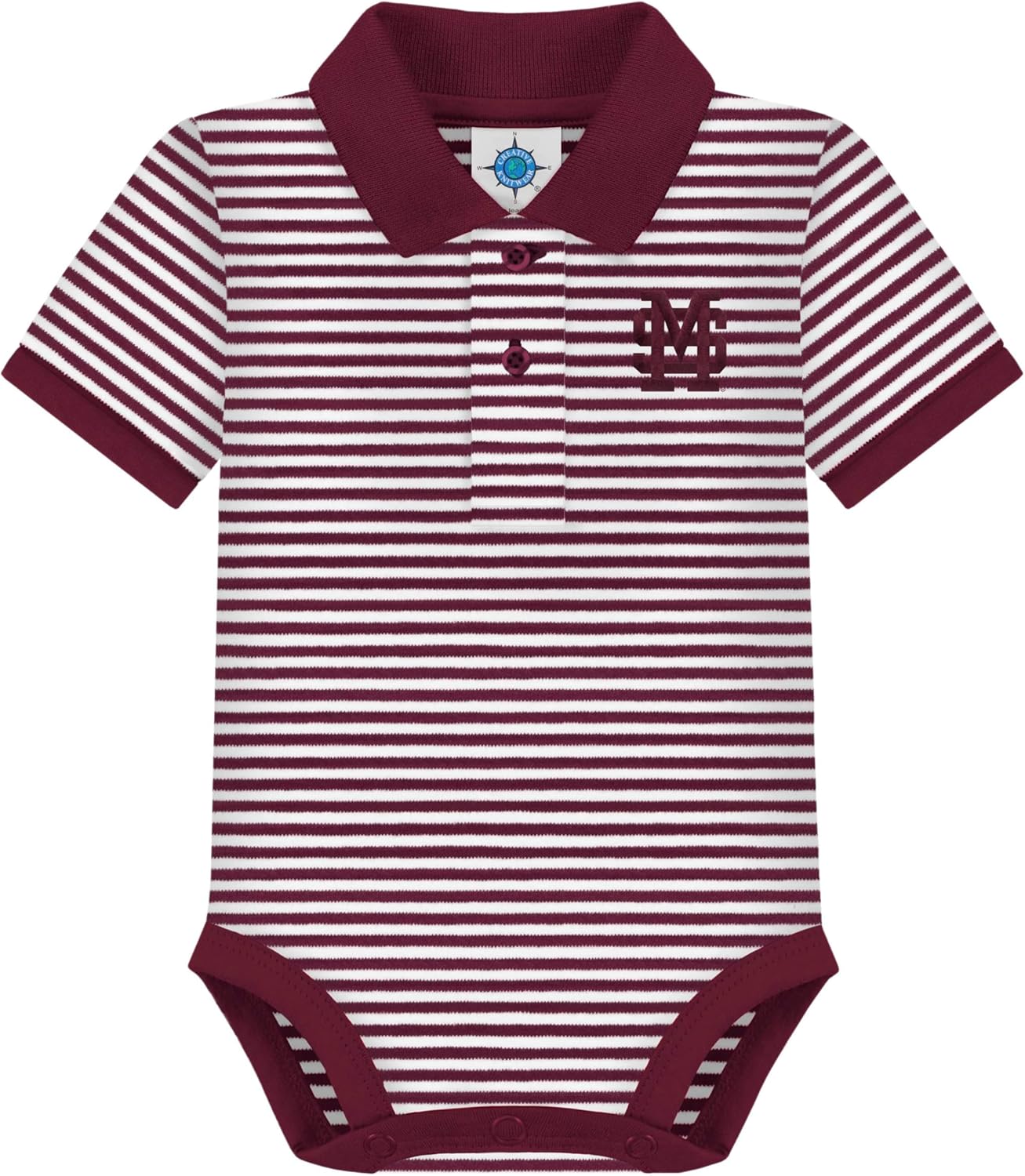 Creative Knitwear College Baby Striped Polo Bodysuit for Infants