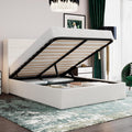 Queen Size Lift Up Storage Bed with Modern Velvet Upholstery