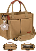 FIORETTO Womens Canvas Tote Bag Purse with Compartments - Organized