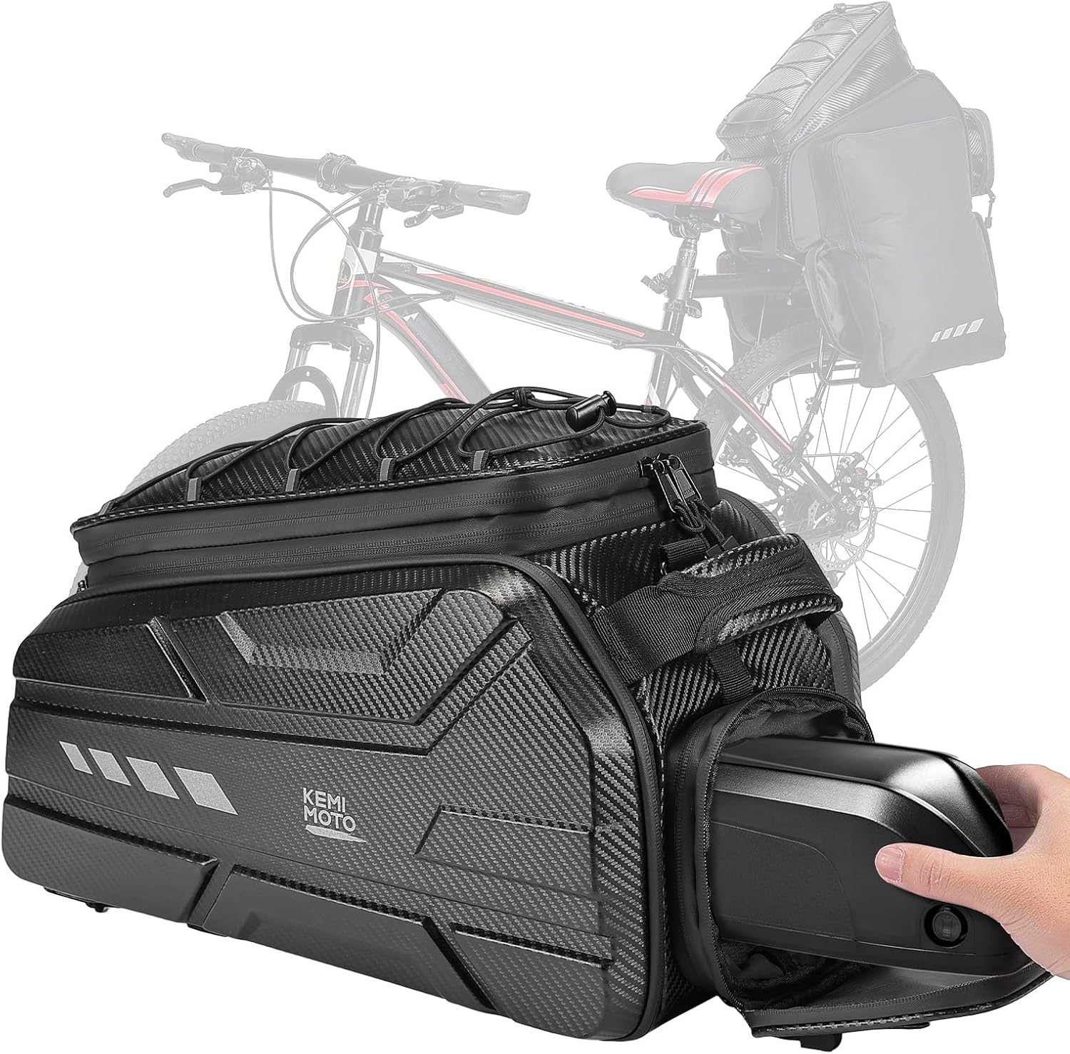 KEMIMOTO Bike Bags for Rear Rack: 40L Capacity Hard Shell