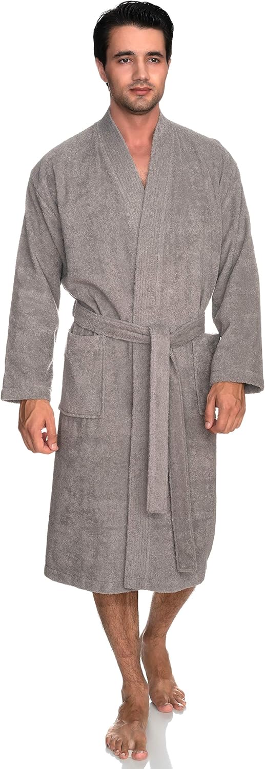 Soft Cotton Terry Cloth Bathrobe for Men - Comfortable Kimono Style