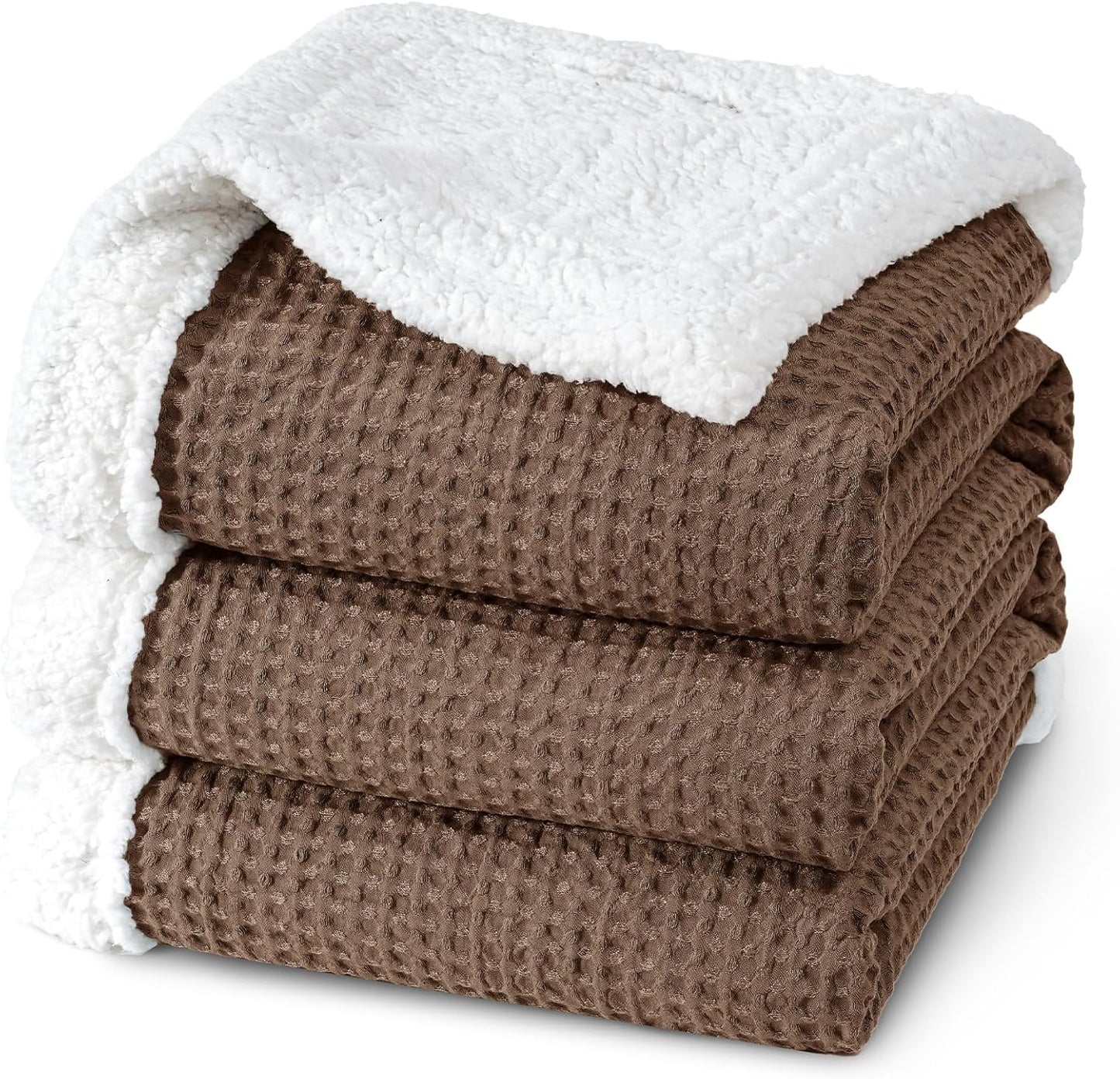 PHF Waffle Sherpa Blanket King Size, Cozy Soft & Reversible