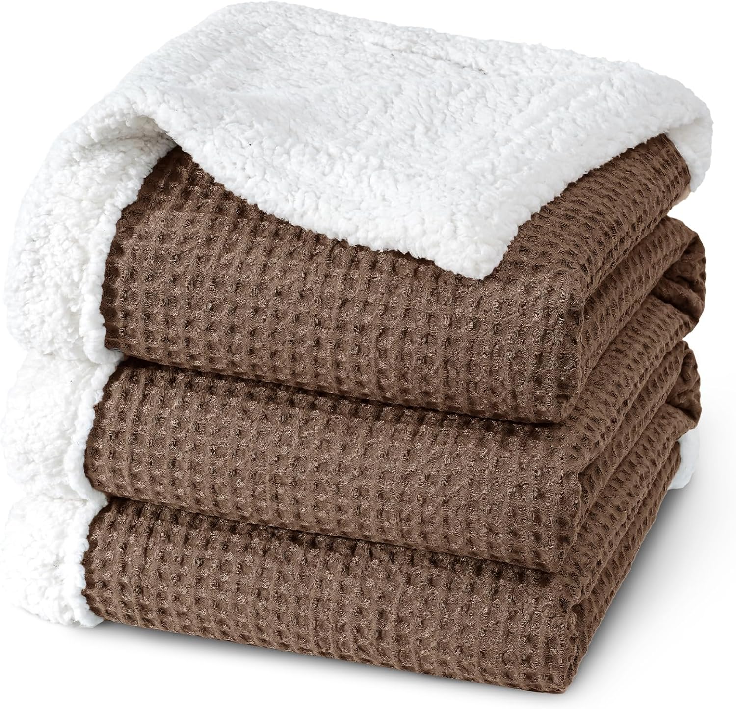 PHF Waffle Sherpa Blanket King Size, Cozy Soft & Reversible
