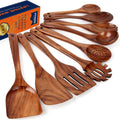 Teak Wooden Spoons for Cooking - 9-Piece Natural Kitchen Set