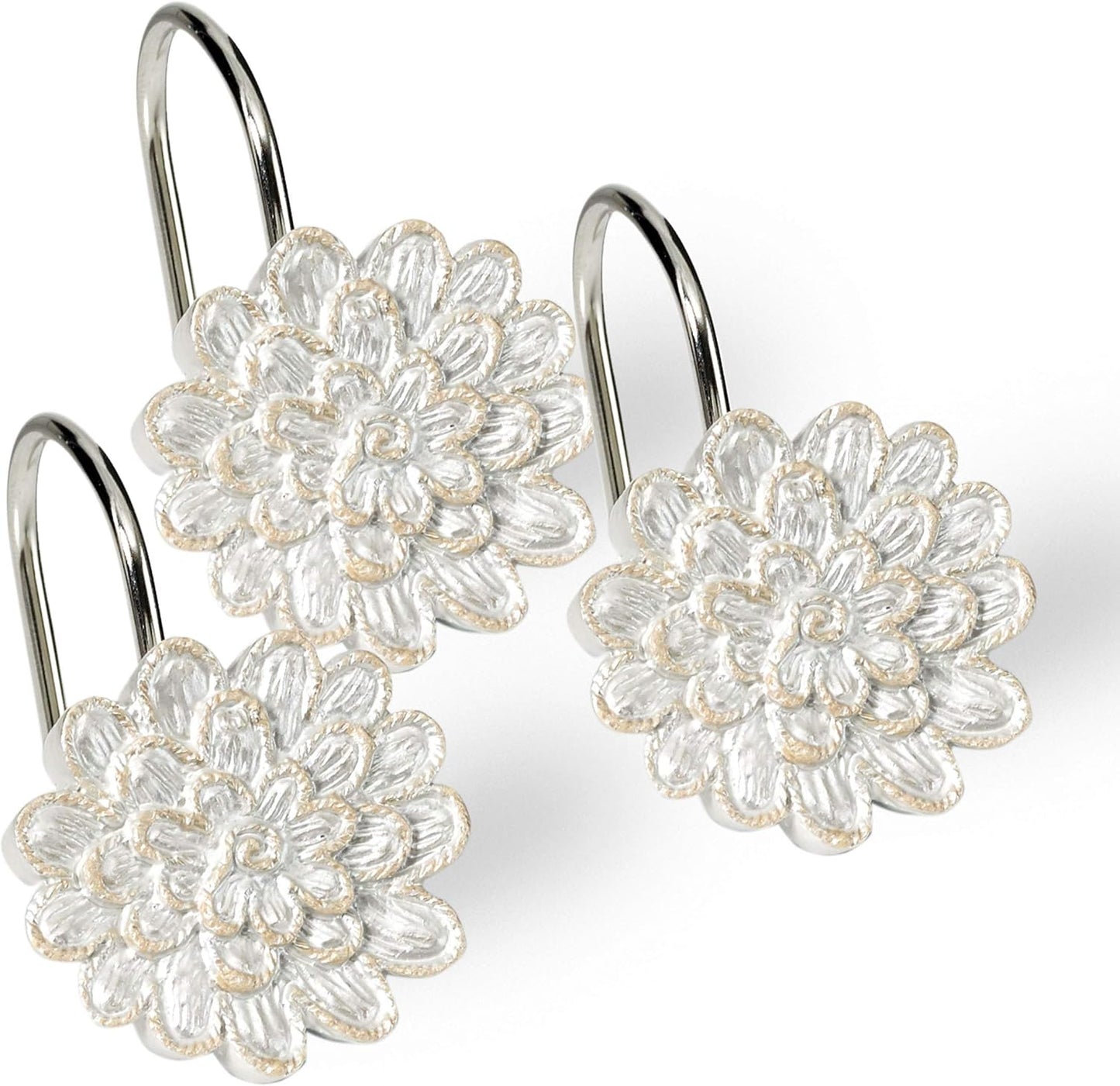 Rose Vine Shower Hooks: Elegant Beige-Taupe Finish