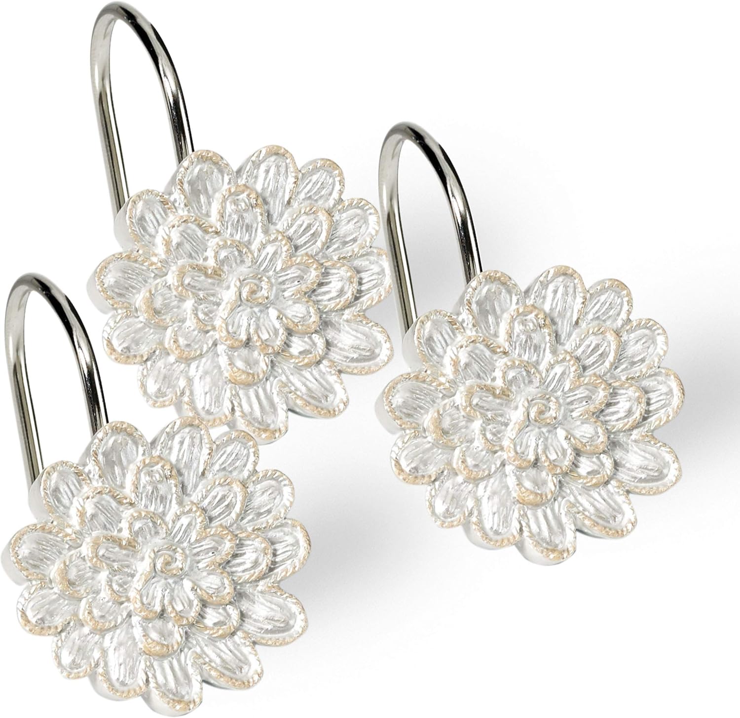 Rose Vine Shower Hooks: Elegant Beige-Taupe Finish
