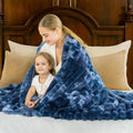 Cozy Bliss Faux Fur Throw Blanket for Couch - Plush Tie-dye Blue