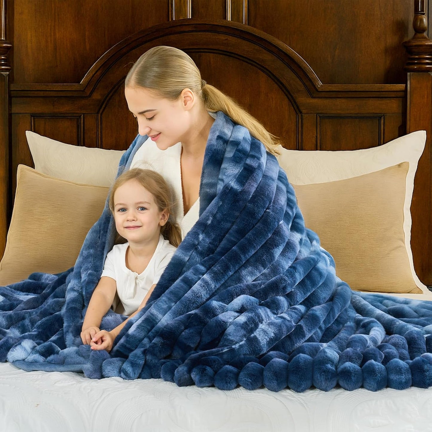 Cozy Bliss Faux Fur Throw Blanket for Couch and Living Room