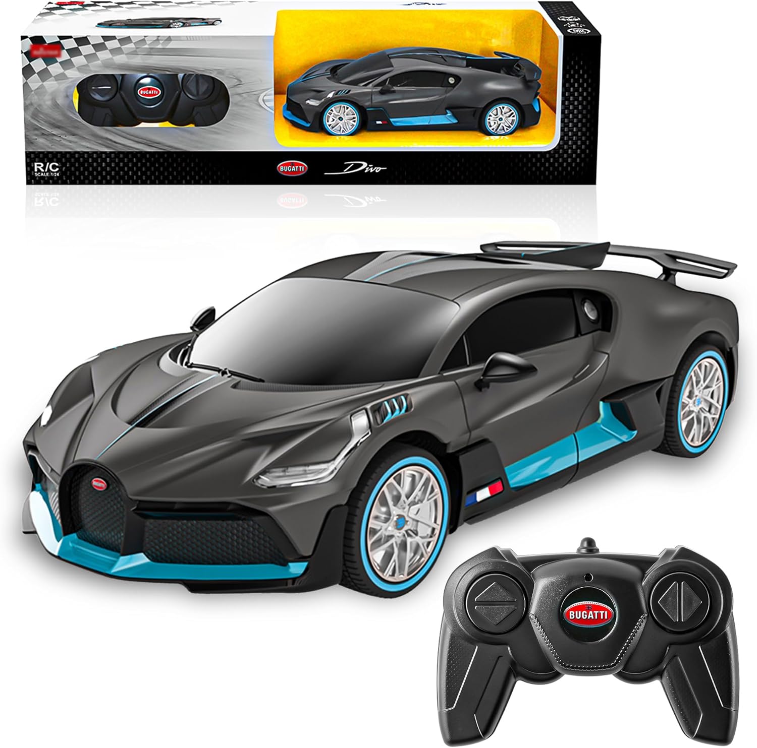BEZGAR Bugatti Remote Control Car - Officially Licensed 1:24 Model